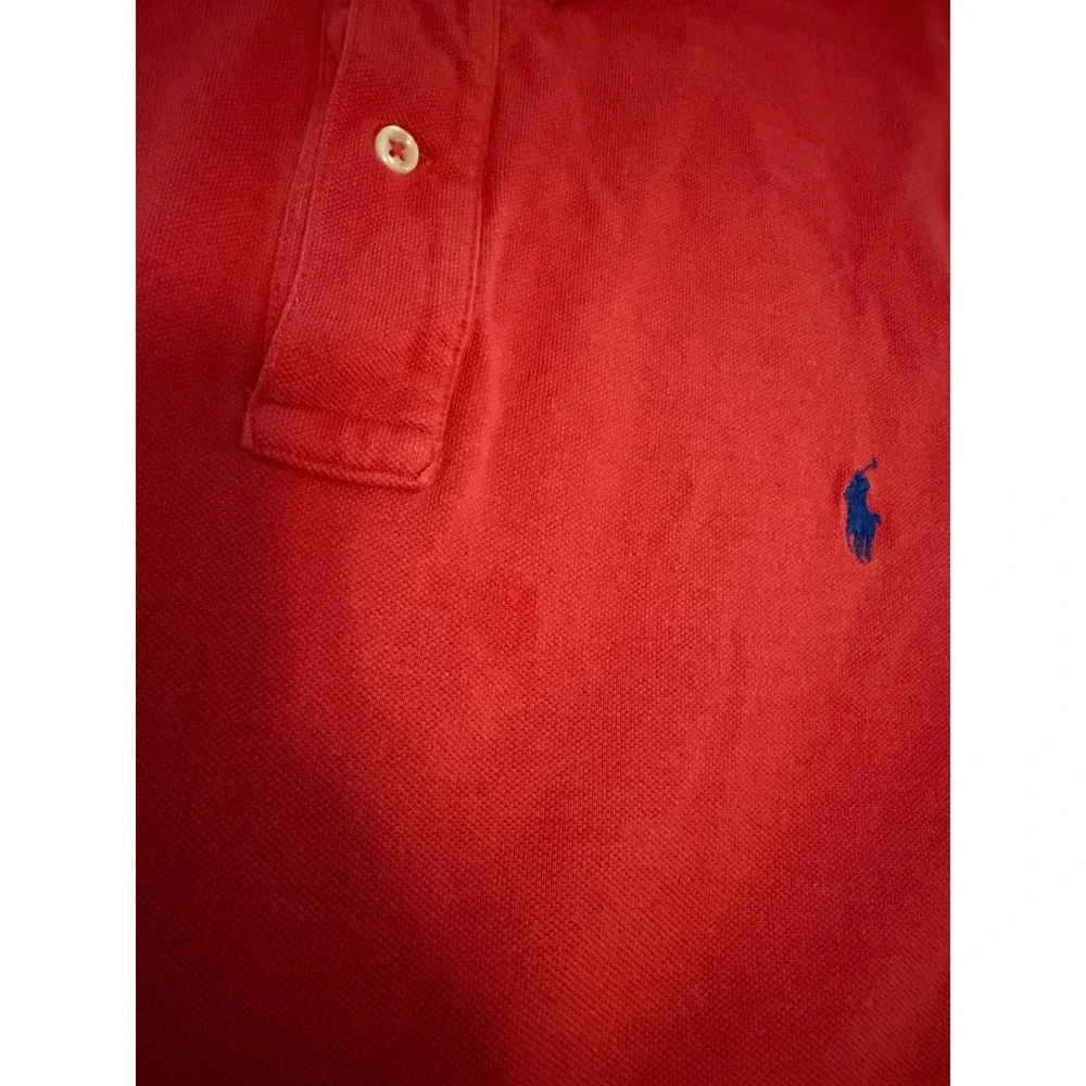 Polo Ralph Lauren Red Pique Polo Shirt Mens 3XB Big Blue Pony Logo Short Sleeve